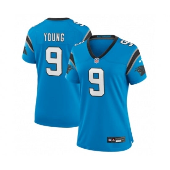 Custom Women’s Carolina Panthers #9 Bryce Young Blue Stitched Game Jersey