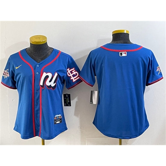 Custom Women’s National League St. Louis Cardinals Blank Blue 2025 All-Star Edition Limited Stitched Baseball Jersey(Run Small)