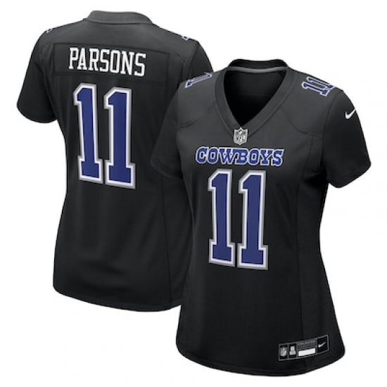 Custom Women’s Dallas Cowboys #11 Micah Parsons Carbon Black Fashion Game Jersey