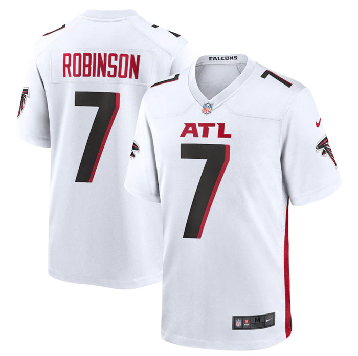 Custom Youth Atlanta Falcons #7 Bijan Robinson White 2023 Draft Stitched Game Jersey