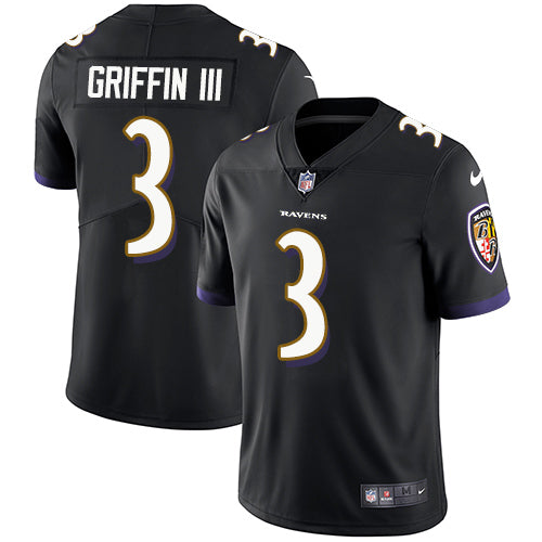 Custom Youth Baltimore Ravens #3 Robert Griffin III Vapor Untouchable Limited Black Alternate Jersey