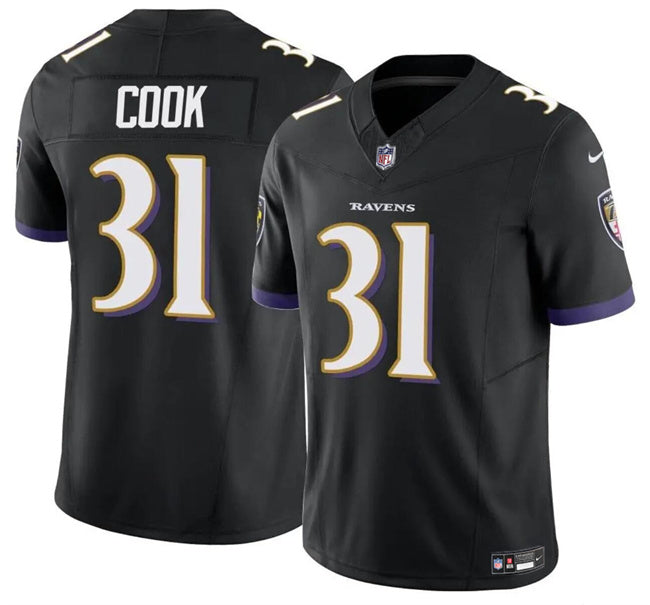 Custom Youth Baltimore Ravens #31 Dalvin Cook Black 2024 F.U.S.E. Stitched Jersey