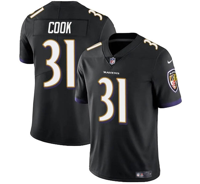 Custom Youth Baltimore Ravens #31 Dalvin Cook Black Stitched Jersey