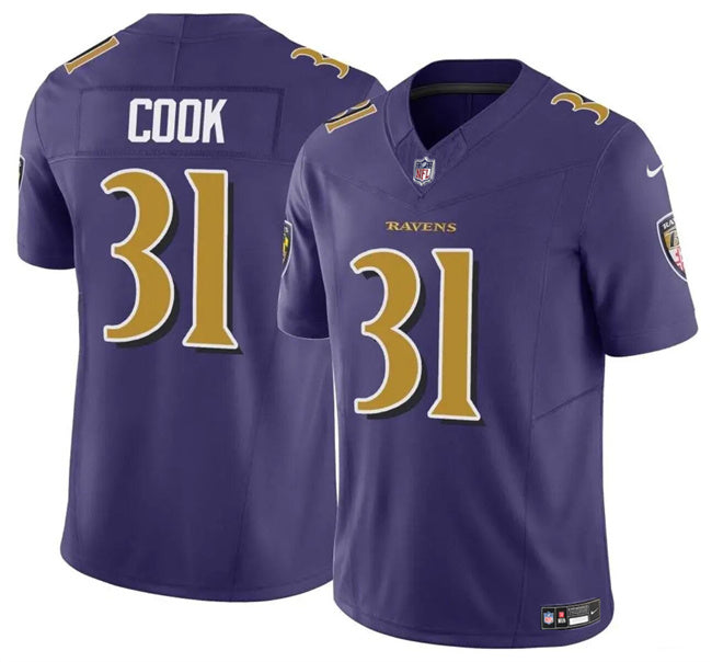 Custom Youth Baltimore Ravens #31 Dalvin Cook Purple 2024 F.U.S.E. Color Rush Stitched Jersey