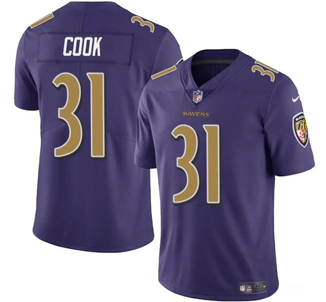 Custom Youth Baltimore Ravens #31 Dalvin Cook Purple Stitched Jersey