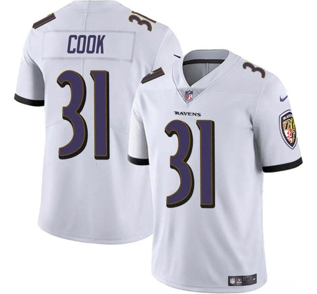 Custom Youth Baltimore Ravens #31 Dalvin Cook White Stitched Jersey