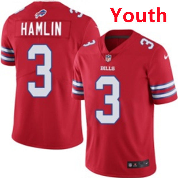 Custom Youth Buffalo Bills #3 Damar Hamlin Red Vapor Untouchable Limited Stitched Jersey