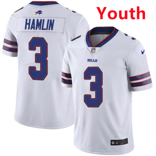 Custom Youth Buffalo Bills #3 Damar Hamlin White Vapor Untouchable Limited Stitched Jersey