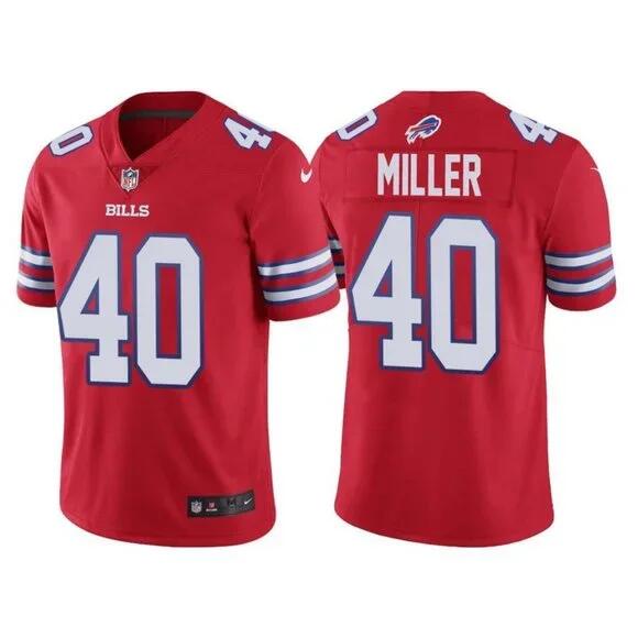 Custom Youth Buffalo Bills #40 Von Miller Red Vapor Untouchable Limited Stitched Jersey