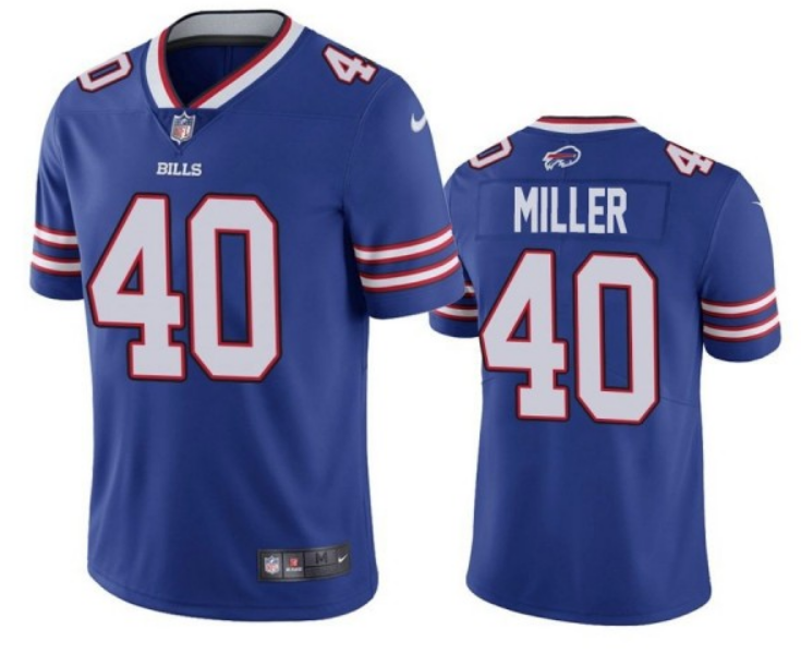 Custom Youth Buffalo Bills #40 Von Miller Royal Vapor Untouchable Limited Stitched Jersey