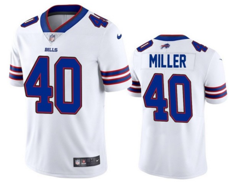 Custom Youth Buffalo Bills #40 Von Miller White Vapor Untouchable Limited Stitched Jersey