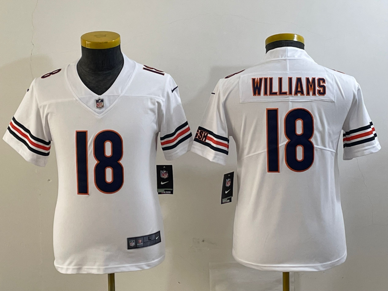 Custom Youth Chicago Bears #18 Caleb Williams Orange 2024 Draft Vapor Stitched Jersey(Run Small)