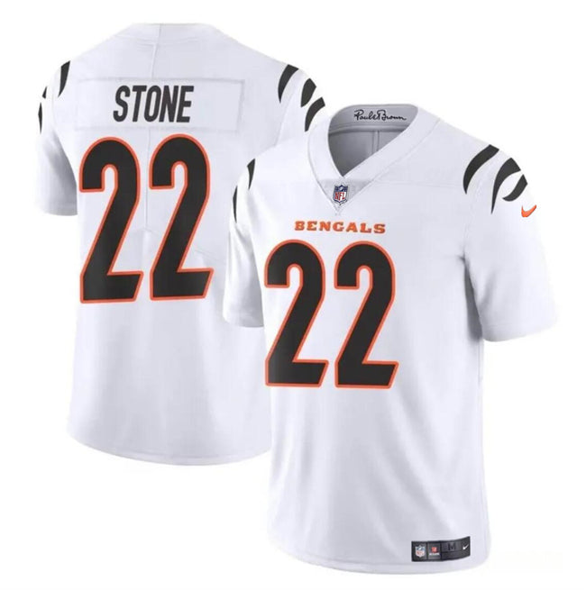 Custom Youth Cincinnati Bengals #22 Geno Stone White Vapor Untouchable Limited Stitched Jersey