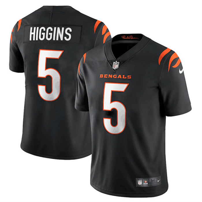 Custom Youth Cincinnati Bengals #5 Tee Higgins Black Vapor Untouchable Limited Stitched Jersey
