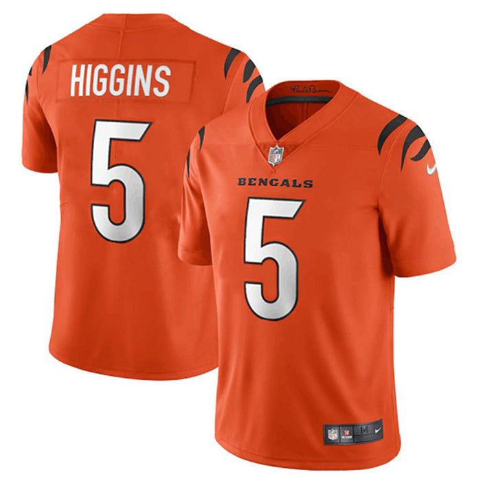 Custom Youth Cincinnati Bengals #5 Tee Higgins Orange Vapor Untouchable Limited Stitched Jersey