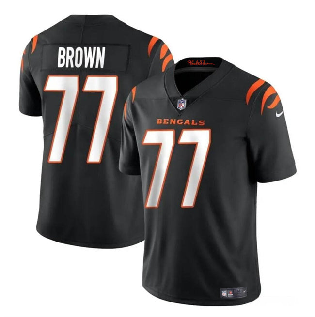 Custom Youth Cincinnati Bengals #77 Trent Brown Black Vapor Untouchable Limited Stitched Jersey