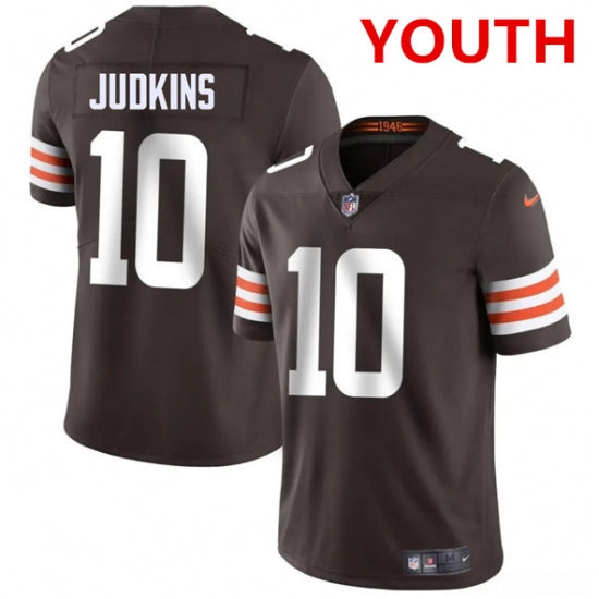 Custom Youth Cleveland Browns #10 Quinshon Judkins Brown 2025 Vapor Limited Football Stitched Jersey