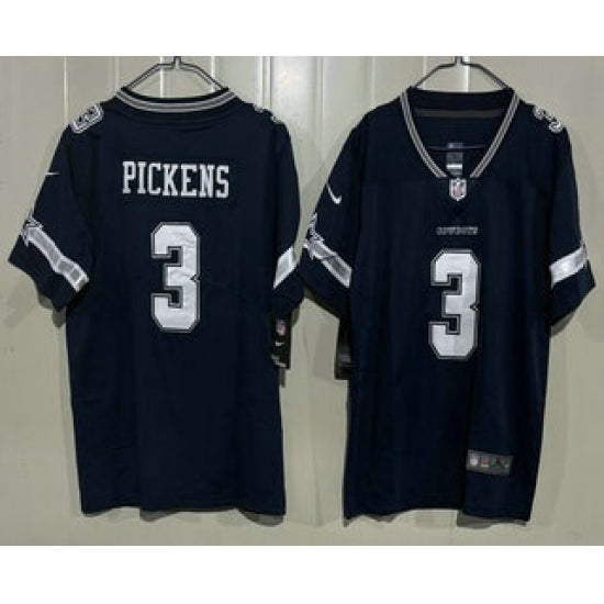 Custom Youth Dallas Cowboys #3 George Pickens Limited Navy Vapor Jersey