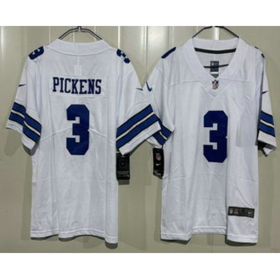Custom Youth Dallas Cowboys #3 George Pickens Limited White Vapor Jersey