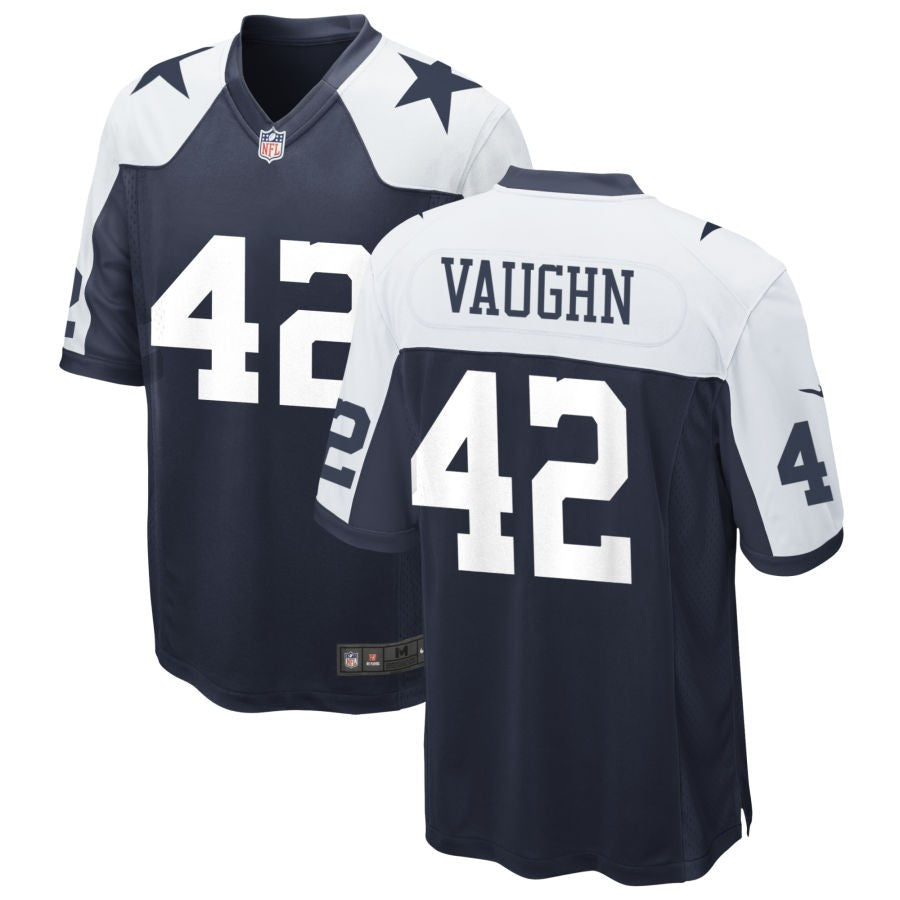 Custom Youth Dallas Cowboys #42 Deuce Vaughn Navy Alternate Game Jersey