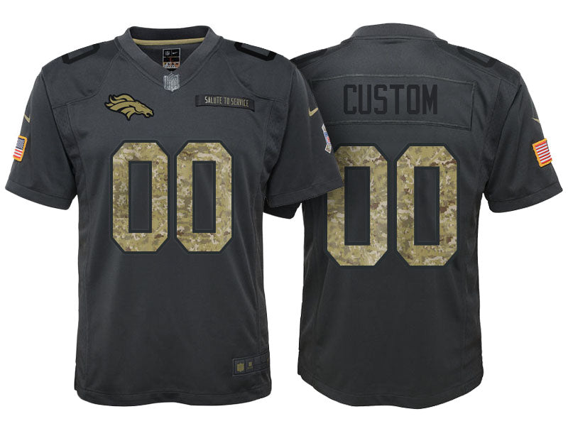 Custom Youth Denver Broncos Anthracite Customized Camo 2016 Salute to Service Jersey
