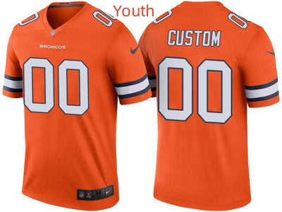 Custom Youth Denver Broncos Orange Custom Color Rush Legend Jersey