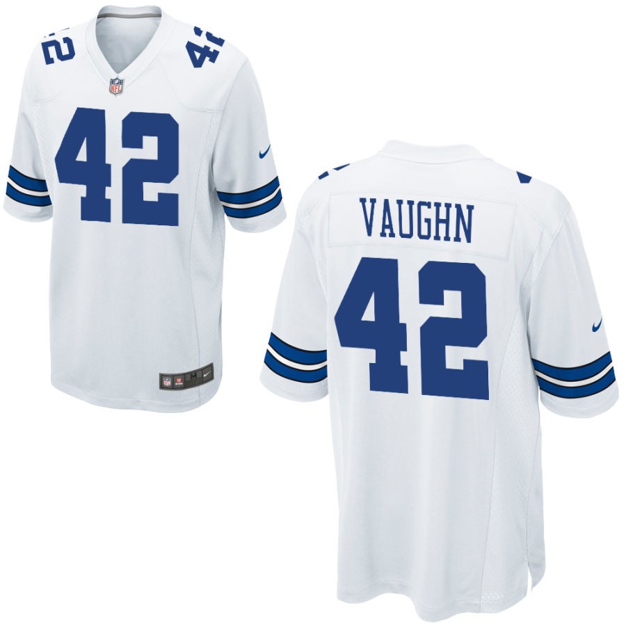 Custom Youth Deuce Vaughn #42 Dallas Cowboys White Color Game Jersey