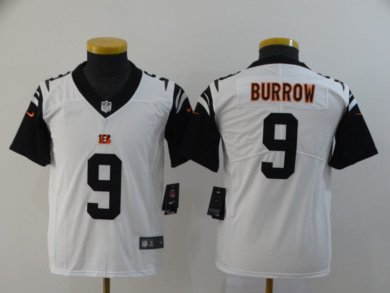 Custom Youth Bengals 9 Joe Burrow Black Youth 2020 NFL Draft First Round Pick Color Rush Limited Jersey