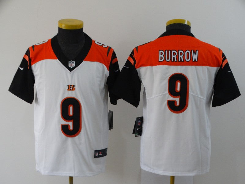 Custom Youth Bengals 9 Joe Burrow White Youth 2020 NFL Draft First Round Pick Vapor Untouchable Limited Jersey