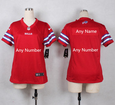 Custom Youth Bills Red Stitched NFL Rush Customized Jersey
