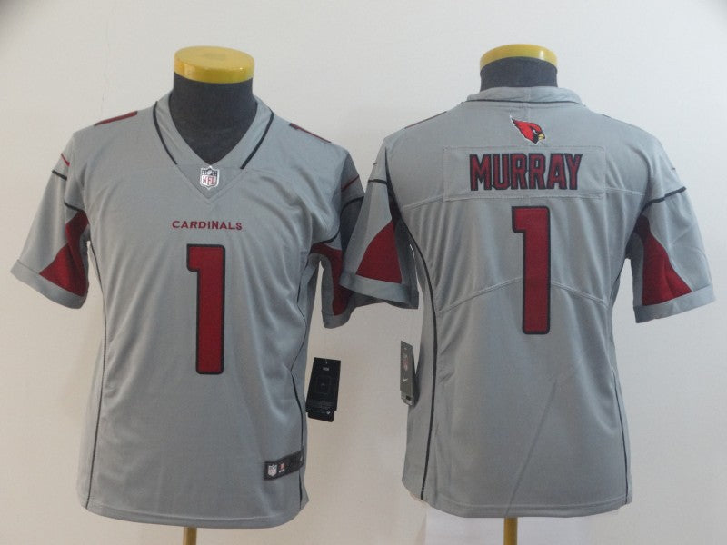 Custom Youth Cardinals 1 Kyler Murray Silver Youth Inverted Legend Jersey