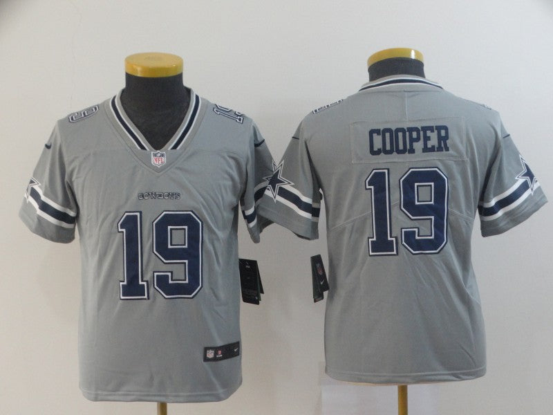 Custom Youth Cowboys 19 Amari Cooper Gray Youth Inverted Legend Limited Jersey
