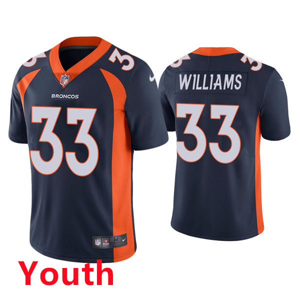 Custom Youth Denver Broncos #33 Javonte Williams Navy Blue Jersey