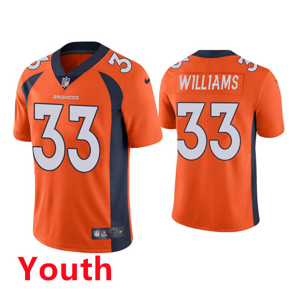 Custom Youth Denver Broncos #33 Javonte Williams Orange Jersey
