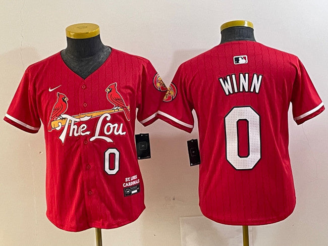 Custom Youth St. Louis Cardinals #0 Masyn Winn Red 2024 City Connect Limited Stitched Baseball Jersey