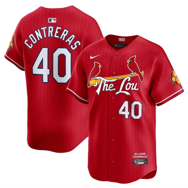 Custom Youth St. Louis Cardinals #40 Willson Contreras Red 2024 City Connect Limited Stitched Baseball Jersey
