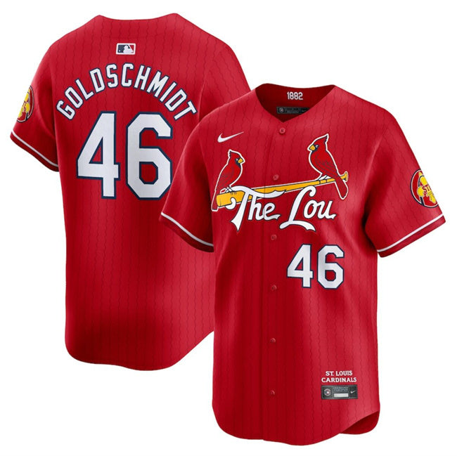Custom Youth St. Louis Cardinals #46 Paul Goldschmidt Red 2024 City Connect Limited Cool Base Stitched Baseball Jersey