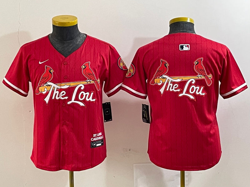 Custom Youth St. Louis Cardinals Team Big Logo Red 2024 City Connect Limited Stitched Baseball Jersey