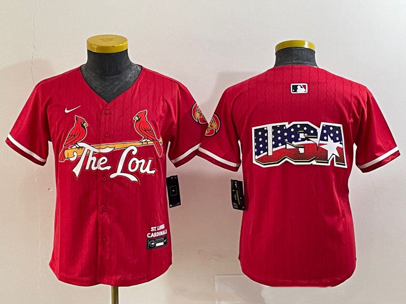 Custom Youth St. Louis Cardinals Team Big Logo Red 2024 City Connect Limited Stitched Baseball Jerseys