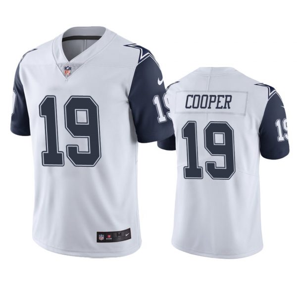 Custom Men’s #19 Amari Cooper Dallas Cowboys White Color Rush Limited Jersey Stitched