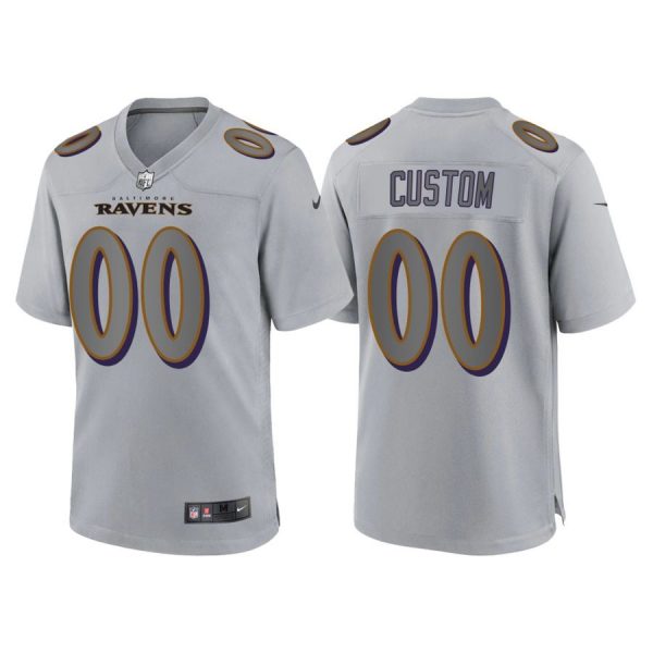 Custom Men’s Baltimore Ravens Custom Gray Atmosphere Fashion Stitched Jersey