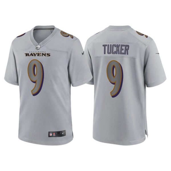 Custom Men’s Baltimore Ravens Justin Tucker Gray Atmosphere Fashion Stitched Jersey