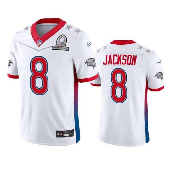 Custom Men’s Lamar Jackson Baltimore Ravens 2022 AFC Pro Bowl Stitched Jersey White