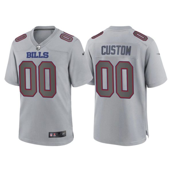 Custom Men’s Buffalo Bills Custom Gray Atmosphere Fashion Stitched Jersey