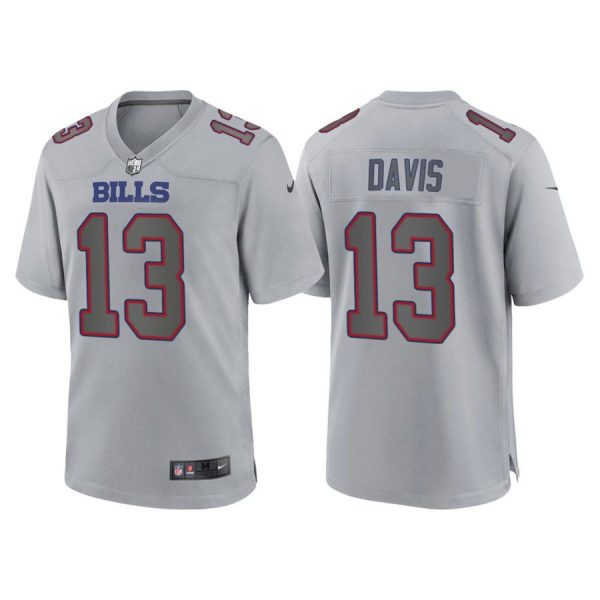 Custom Men’s Buffalo Bills Gabriel Davis Gray Atmosphere Fashion Stitched Jersey