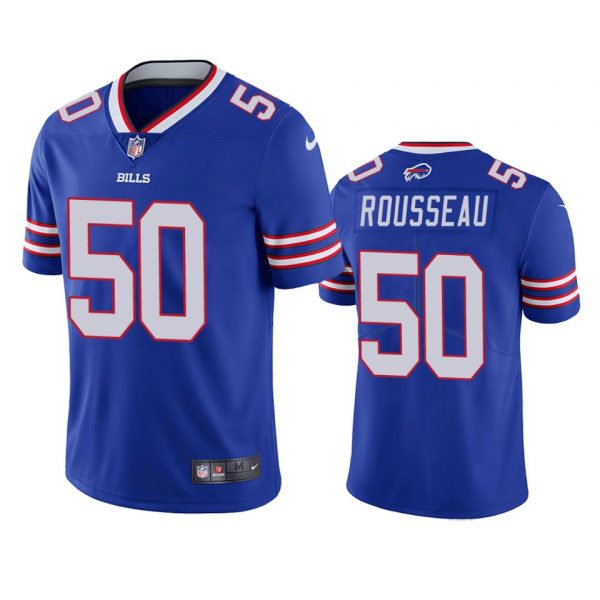 Custom Men’s #50 Gregory Rousseau Buffalo Bills Vapor Limited Jersey Stitched Royal