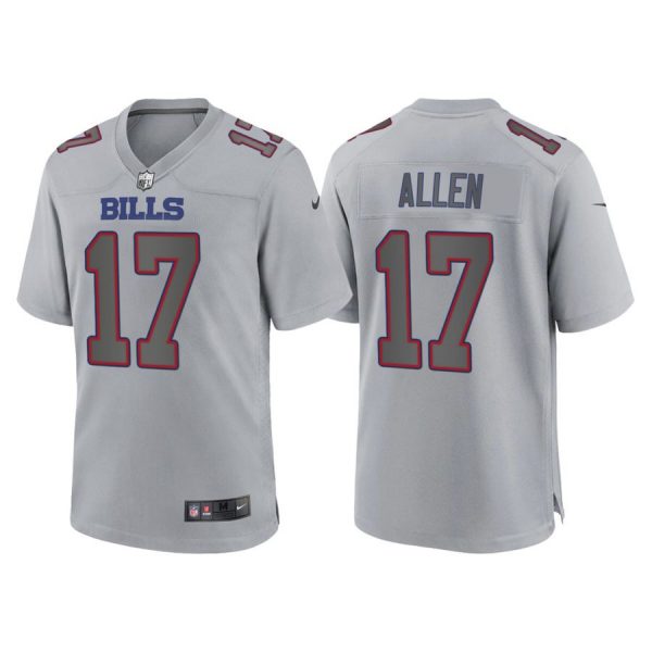 Custom Men’s Buffalo Bills Josh Allen Gray Atmosphere Fashion Stitched Jersey