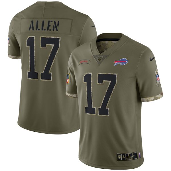 Custom Youth Josh Allen Buffalo Bills Olive 2022 Salute To Service Jersey Stitched