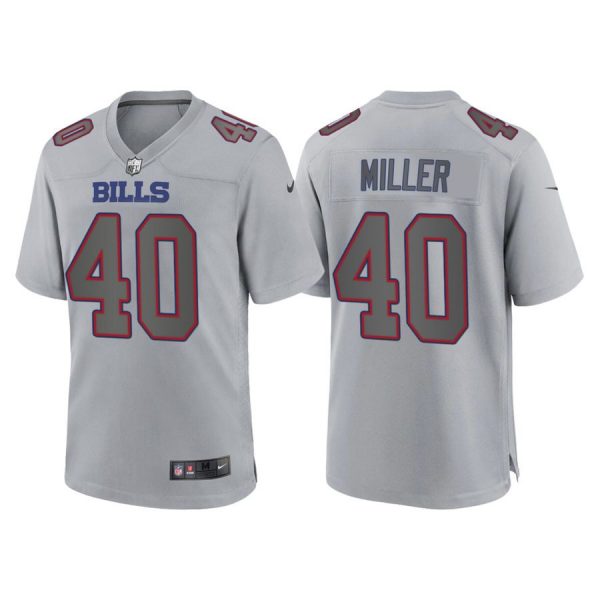 Custom Men’s Buffalo Bills Von Miller Gray Atmosphere Fashion Stitched Jersey