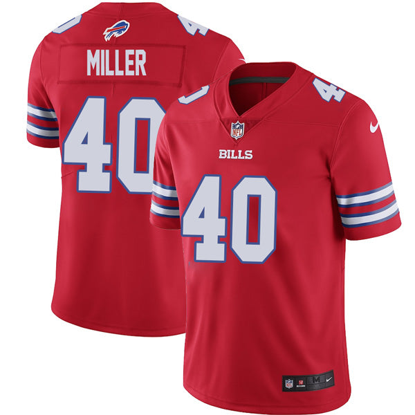 Custom Men’s Buffalo Bills Von Miller Red Color Rush Stitched Jersey